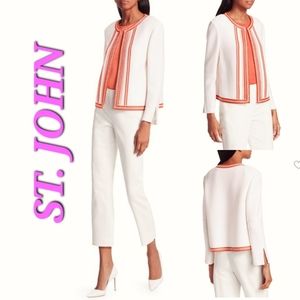 ST. JOHN Basket Stripe Knit Wool-Blend Knit Jacket/Blazer